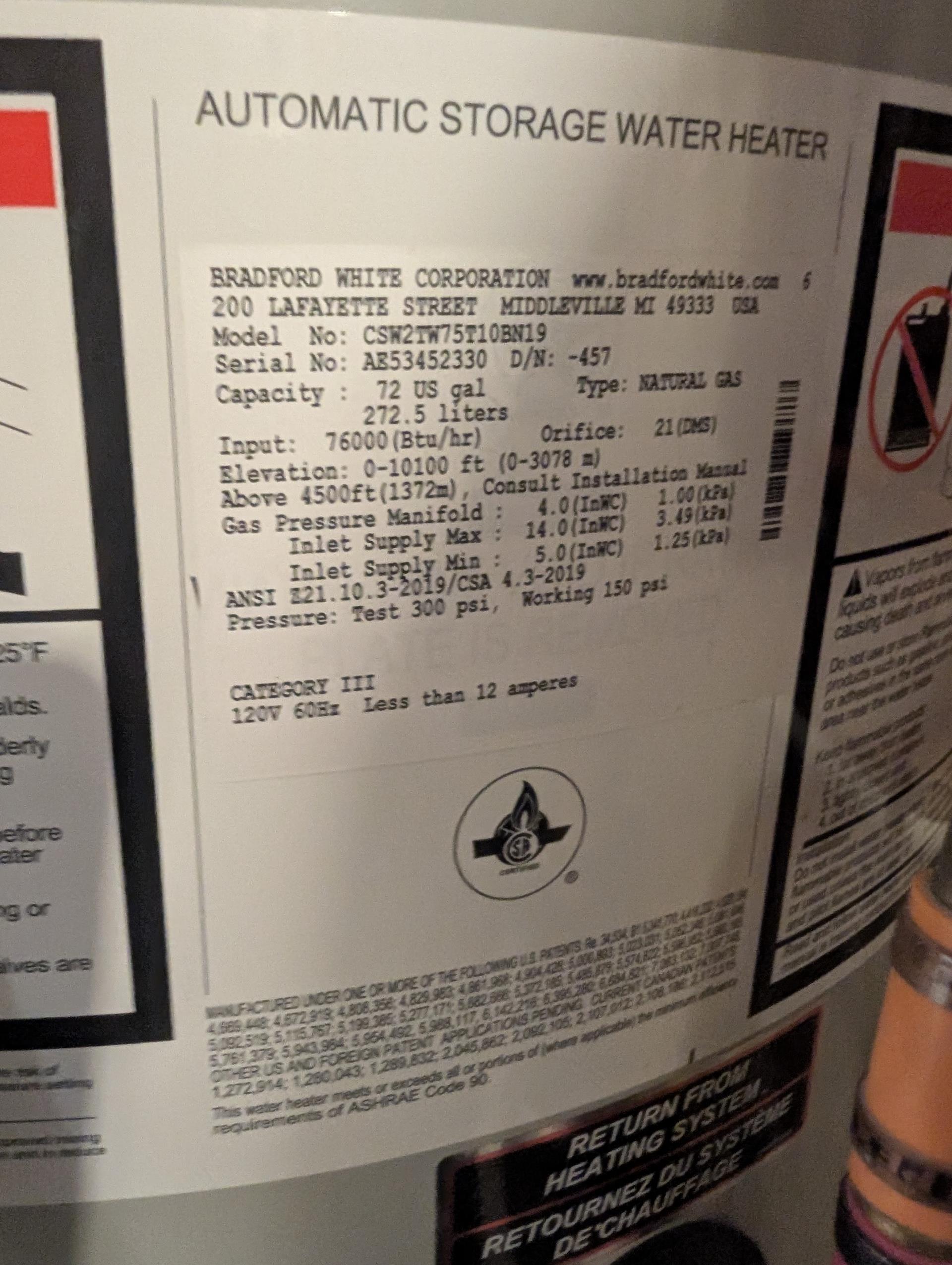 Etobicoke, ON - Hot water tank error