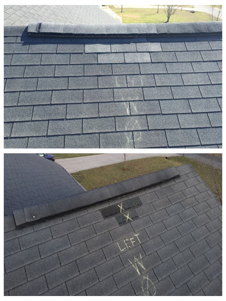 Finishing up another roof repair, this home had some roofing shingles blow off due to high winds and we were able to install some new roofing shingles. Finishing up another roof repair, this home had some roofing shingles blow off due to high winds and we were able to install some new roofing shingles.