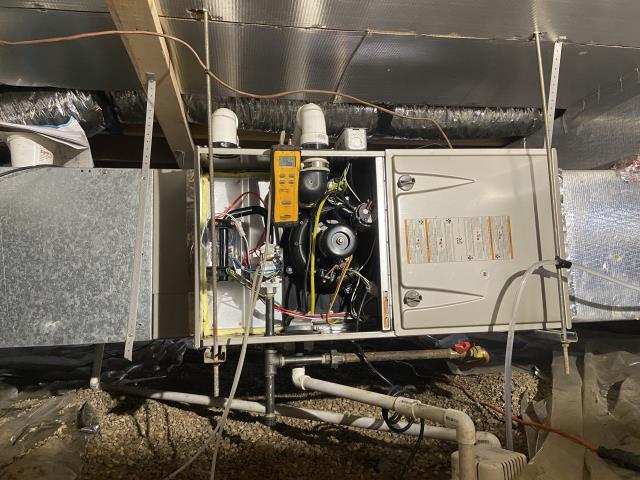 I found the high voltage to circuit board wired improperly and fixed wiring. I cycled Carrier 96% 40,000 BTU Gas Furnace system with no issues or faults. System is now heating within manufacturers specifications. 