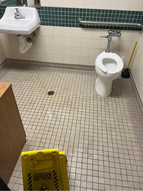  Ran a mainline snake with a 3” grease cutting double blade into the 3” clean out in the floor of the employee restroom. 
  Got the line to flow about 30-40 feet into the line. Didn’t pull anything back on the blade or cable. 