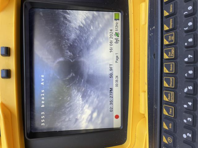 Arrived on property ran camera through sewer line found 2 belly areas we marked it on the camera video how far in the sewer line were the belly’s  was at. Also located a spot on sewer line were it was not round it was not to bad. It was in the kitchen area on the left side of sink. Ran camera all the way to the city sewer main. The sewer over all looks pretty good.