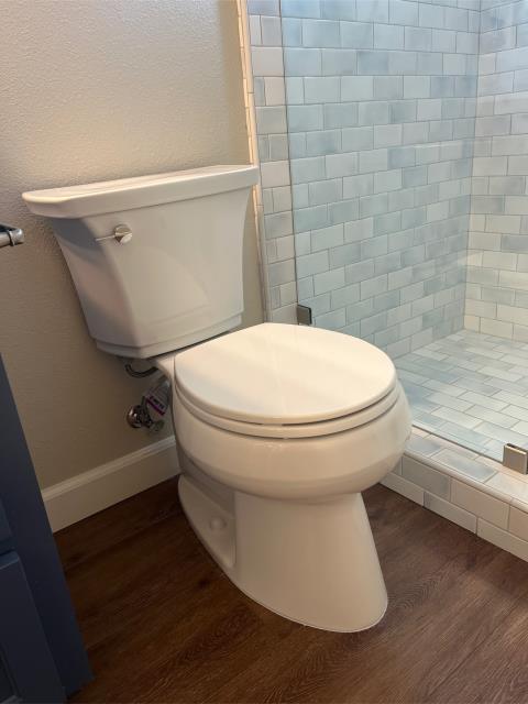 I installed a new toilet in the guest hallway bathroom. It was a straightforward job, and there were no leaks.