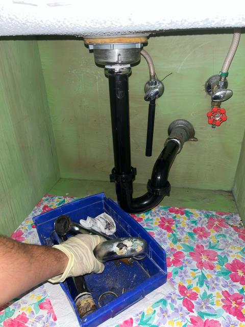 I arrived at the property and found a leaking laundry sink p-trap. I removed the old p-trap and replaced it with a new tailpiece tubular pipe to basket strainer. I ran plenty of water to ensure there were no more leaks.