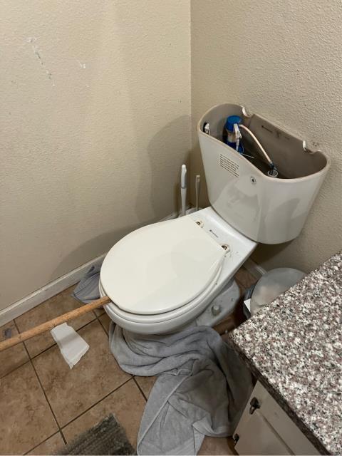 I arrived at the job site to find the hall bathroom toilet clogged with everything else draining. I ran a toilet auger down the hall bathroom toilet and got it to flush about 2 feet into the toilet. I filled and flushed the toilet multiple times to test. The toilet is now flushing.