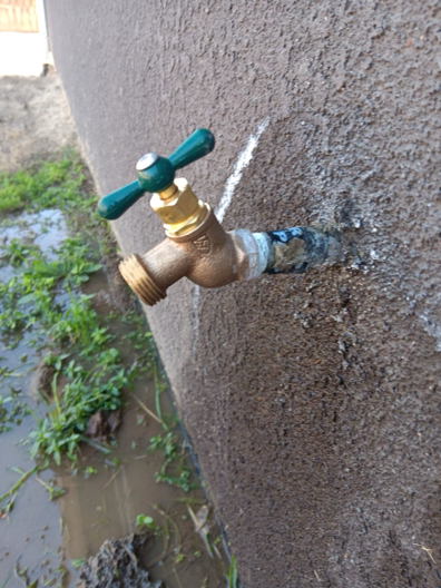 I replaced a cracked 1/2 female hose bib in the backyard and turned the water back on to check for leaks.