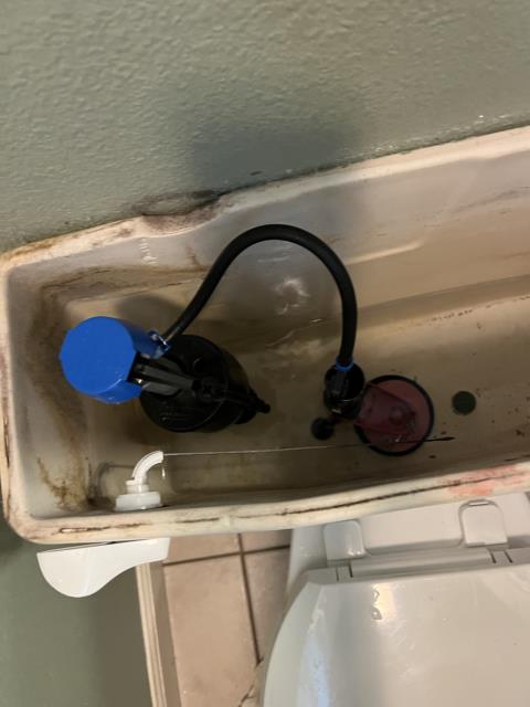 Arrived to find the ball bathroom not filling or flushing correctly due to the toilets’ fill valve not filling the toilet properly. 
  Replaced their old fill valve with their supplied fill valve. 
  Replaced the old flex line with our provided flex line. 
  Filled and flushed the toilet multiple times. The toilet is functioning without issue at this time. 