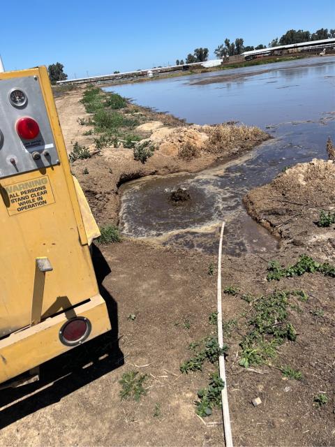 Dairy drains were clogged up. Took the big flusher out and was able to get the lines to clear after a bit. Ran water to test & all is flowing as it should be at this time.
