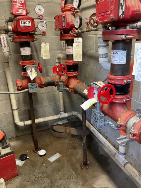 
We recently completed a 5-year internal inspection of this building's wet fire sprinkler systems. During the inspection, we identified that three butterfly control valves were not holding properly. To ensure system reliability and code compliance, we drained all three wet sprinkler systems, removed and replaced each defective butterfly control valve, and re-filled, pressurized, and functionally tested all systems. This inspection and repair helped restore system integrity, improve fire protection readiness, and meet NFPA 25 compliance standards.