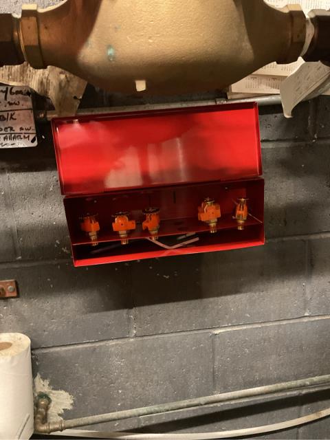 We recently furnished and installed a spare sprinkler cabinet at a commercial property, complete with the required spare sprinkler heads and a matching sprinkler wrench. This installation was completed to resolve a noted fire code deficiency and ensure compliance with NFPA 25 standards.