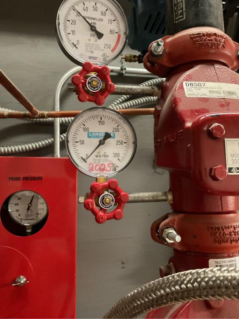 We just completed a 3-year NFPA-required air leak test on a pre-action fire protection system. As part of the service, we also replaced a pressure gauge to ensure accurate system monitoring and compliance with NFPA 25 standards.