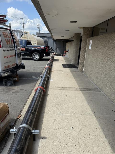 When a hospital's fire pump unexpectedly failed, our team responded immediately. We quickly mobilized and installed a temporary fire pump to maintain fire protection and stay up to code while the permanent replacement pump is on order.