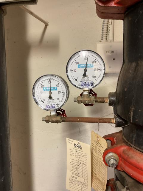 We just completed a 5-year hydrostatic test of the fire department connection (FDC) and replaced over 40 water pressure gauges at a an educational facility. The gauges were over five years old and due for replacement per NFPA 25 standards. These services addressed multiple deficiencies noted during a previous fire protection system inspection.