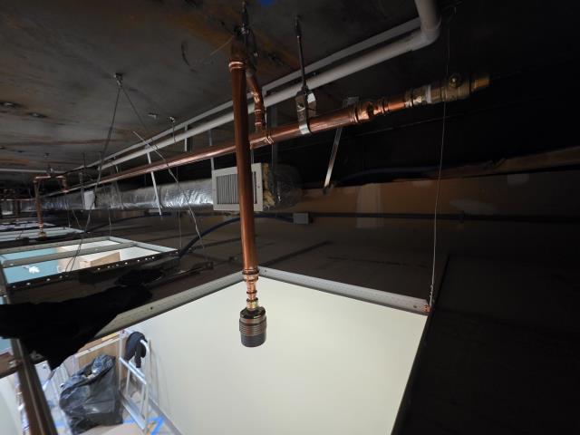 We just completed the copper piping phase of a pre-action fire sprinkler system retrofit in a local medical facility. 

This project involved precision work with copper piping installation to meet the strict standards required in healthcare environments. Pre-action systems are ideal for medical buildings due to their added protection against accidental discharge—critical in sensitive areas like labs and imaging rooms.