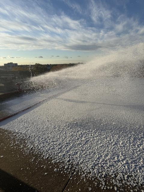 We just completed the annual NFPA foam system inspection at a hospital helipad. Regular inspections like this are essential to ensure that foam fire suppression systems operate properly in high-risk areas such as helipads, where quick fire control is critical for safety.
