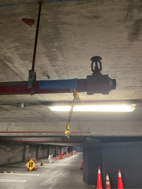Our team just completed the removal of branch lines from a fire sprinkler system in a parking garage to accommodate an ongoing construction project. This work ensures proper clearance and safety while allowing construction to move forward efficiently.