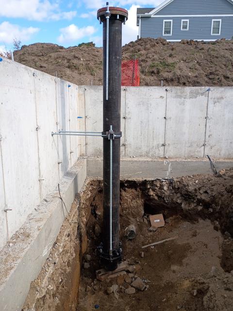 Our team just completed the installation of new underground fire protection piping for an upcoming project. The piping was set, aligned, and prepared for connection to the building’s fire sprinkler system, ensuring a reliable and compliant water supply for future fire protection needs.