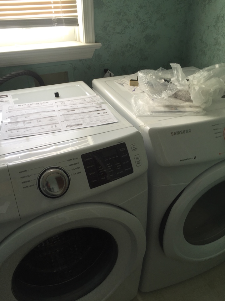 Install owner supplied washer and dryer