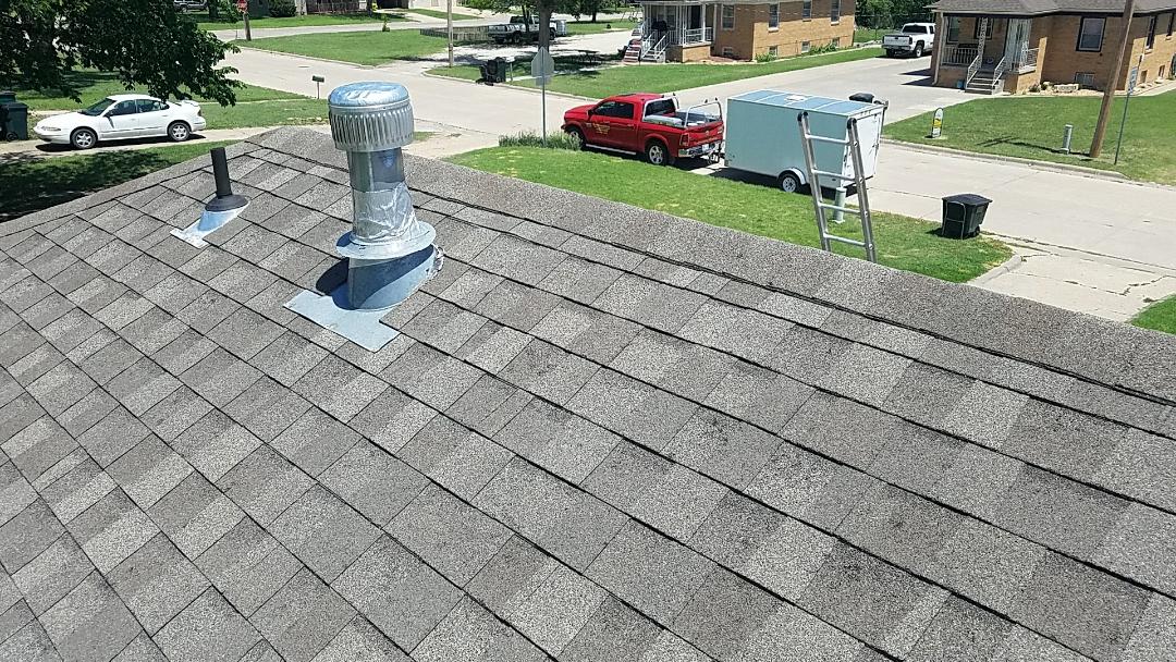 Russell, KS - Working in Russell this afternoon surveying roofs. Russell, KS - Working in Russell this afternoon surveying roofs.
