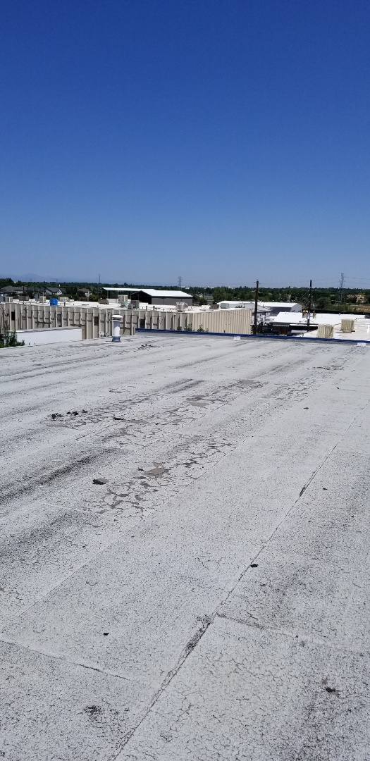 Hays, KS - Modified roof failure. Granule adhesion failrue. Solution, prime, add cold adhesives with new granules or a reflective coating. Uv Ray's degradation has to be minimialized! Hays, KS - Modified roof failure. Granule adhesion failrue. Solution, prime, add cold adhesives with new granules or a reflective coating. Uv Ray's degradation has to be minimialized!