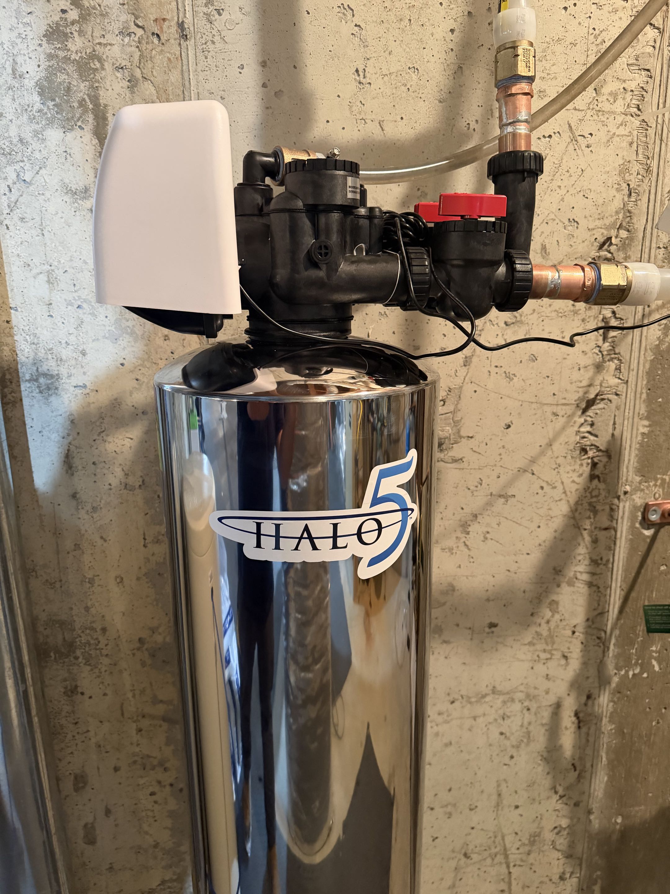 Plumber needed to remove old whole house water filtration system. Installed new whole house Halo Stage 5 system. 