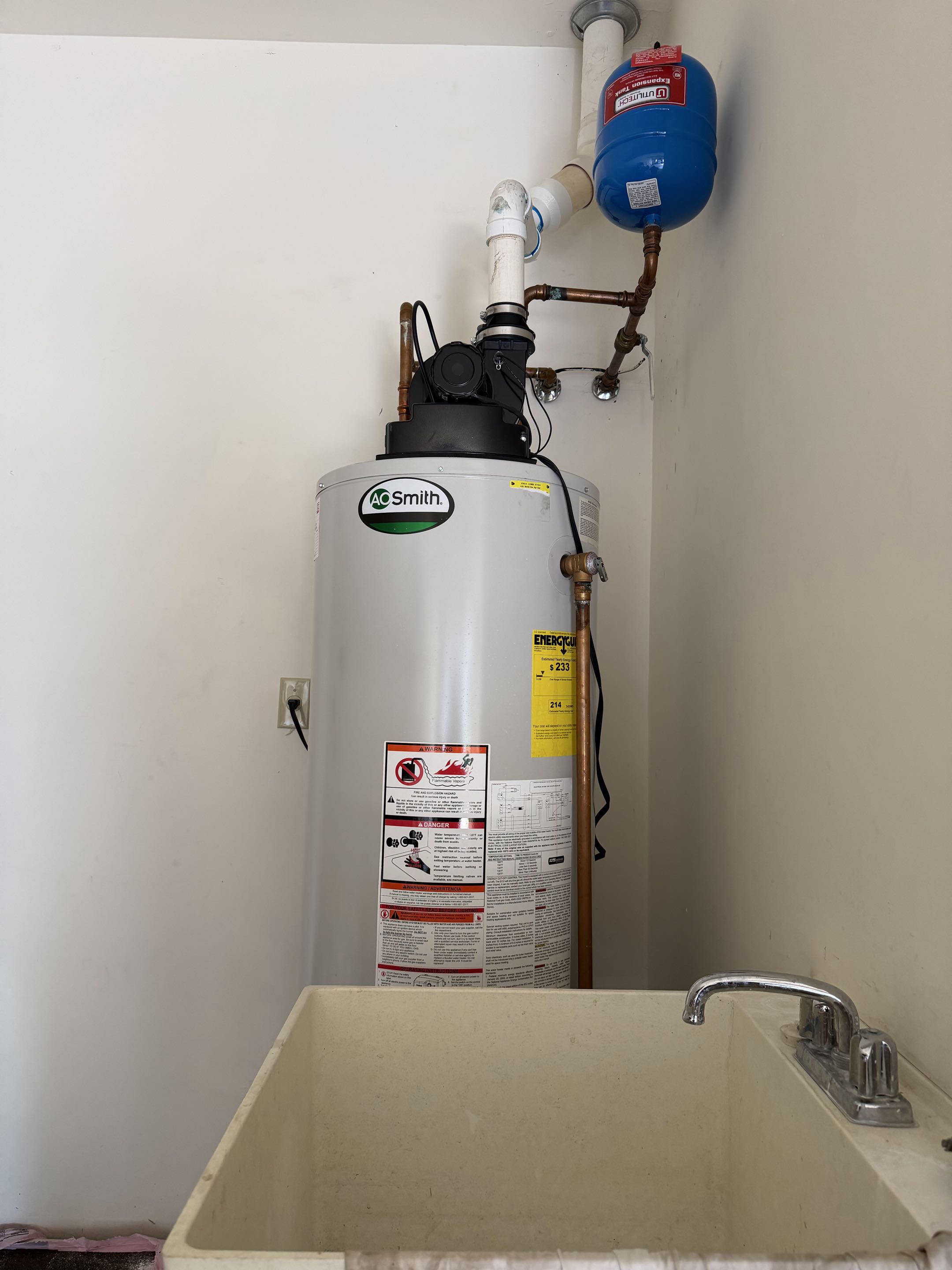 Replaced 11 year old hot water heater with a new Bradford White power vent water heater. 