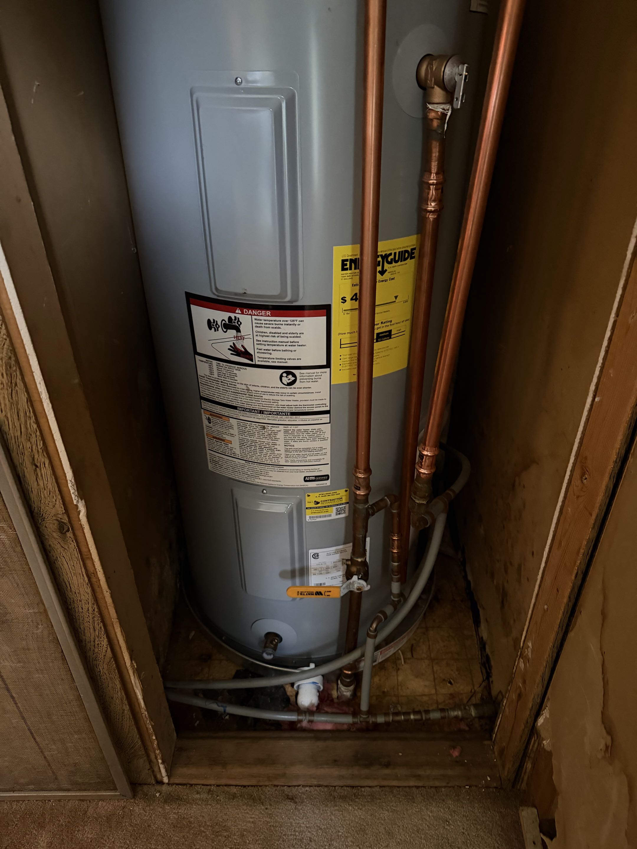 Performing a whole foam re-pipe of all the domestic water pipe in the home it is the old outlawed gray plastic piping replacing with all new uponor pex A piping. 