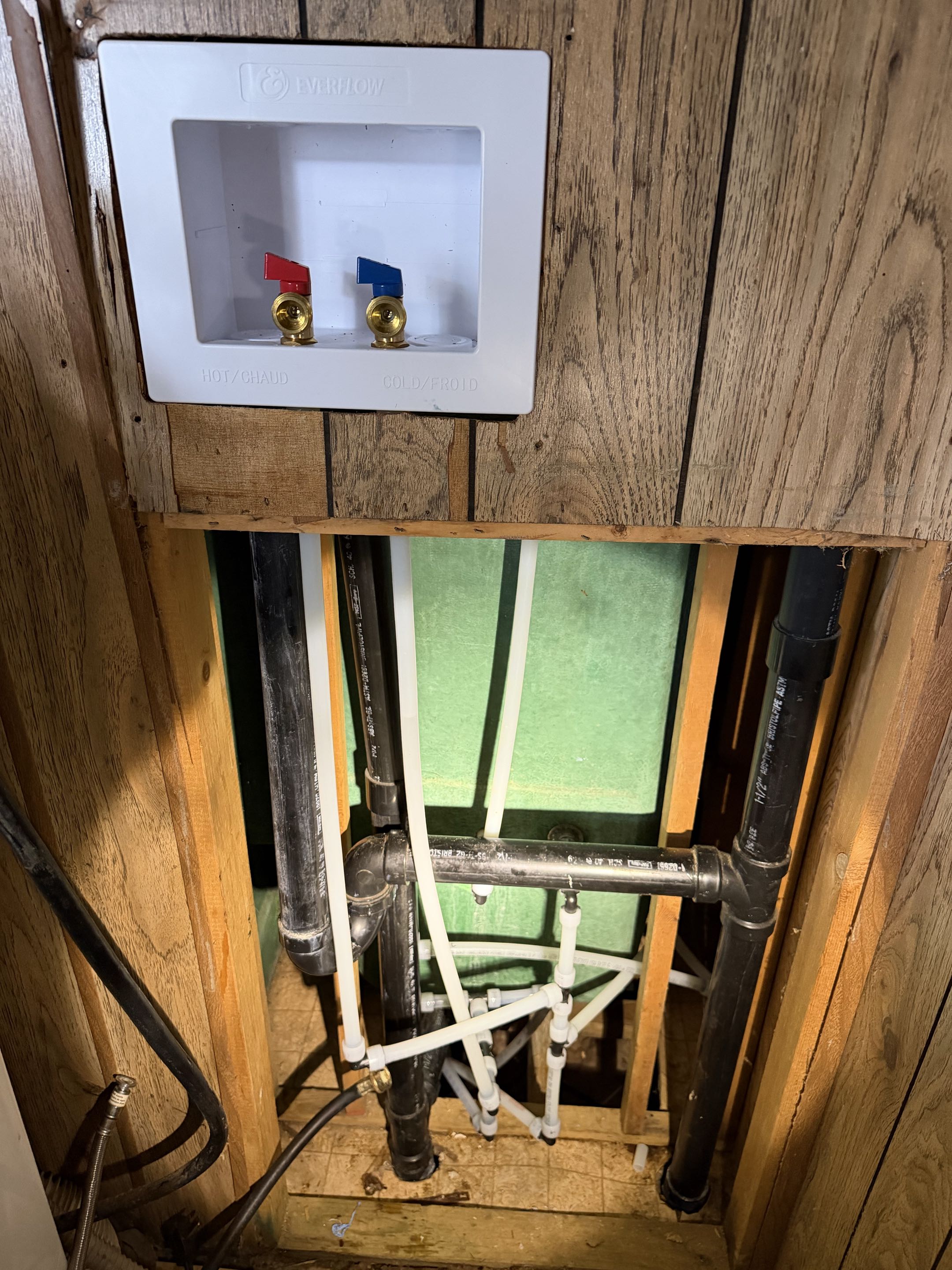 The customer had a pinhole in the old gray pex pipe that has been outlawed. Gave the customer options and they opted to re-pipe the entire home. Progress from day two of our mobile home re-pipe in Barnegat.