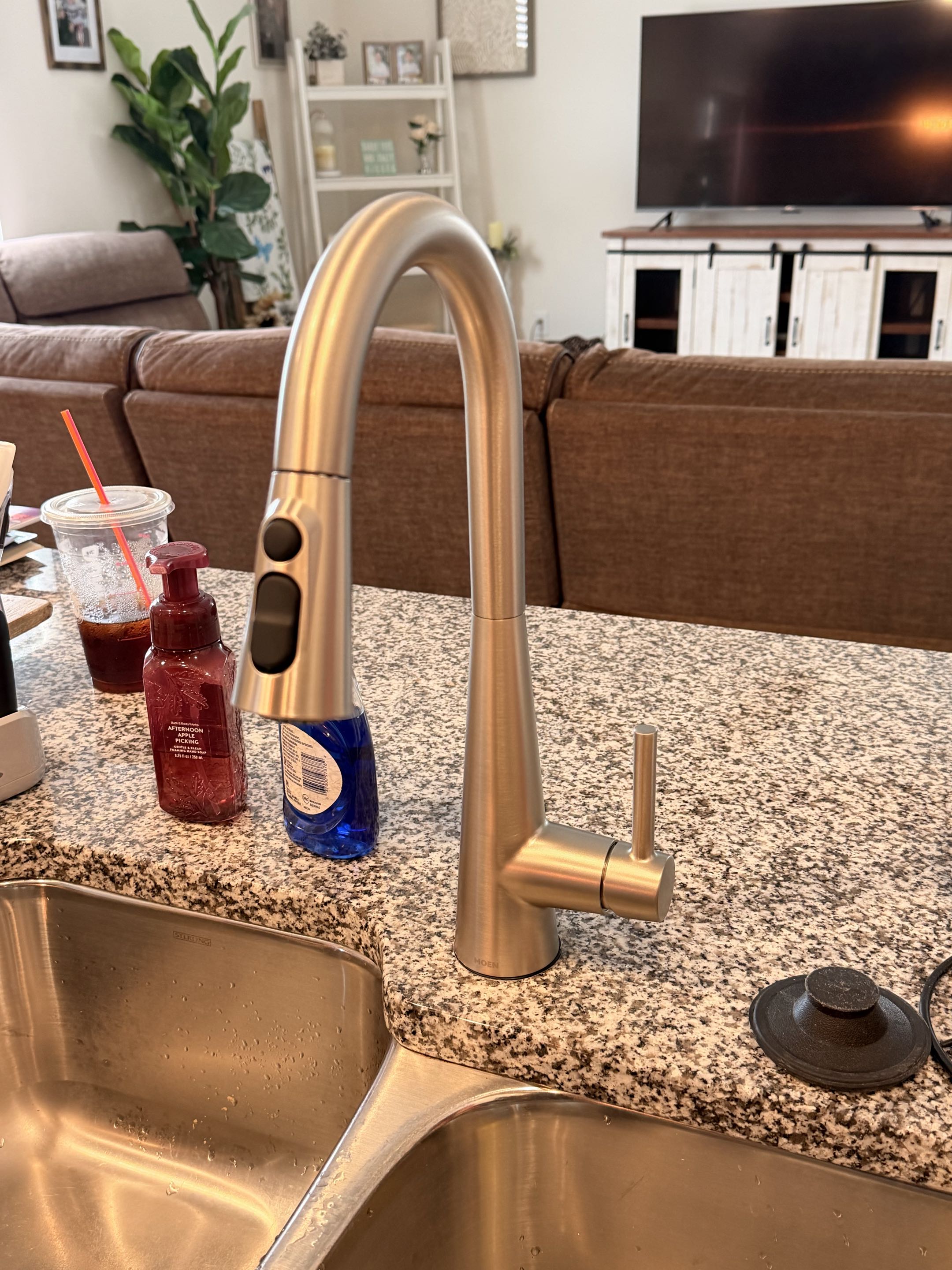 Came back to install new kitchen faucet that was leaking down into the basement.