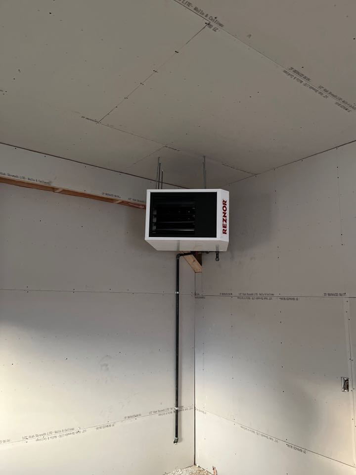 Installed a hanging unit furnace in new pole barn.  Installed a hanging unit furnace in new pole barn.