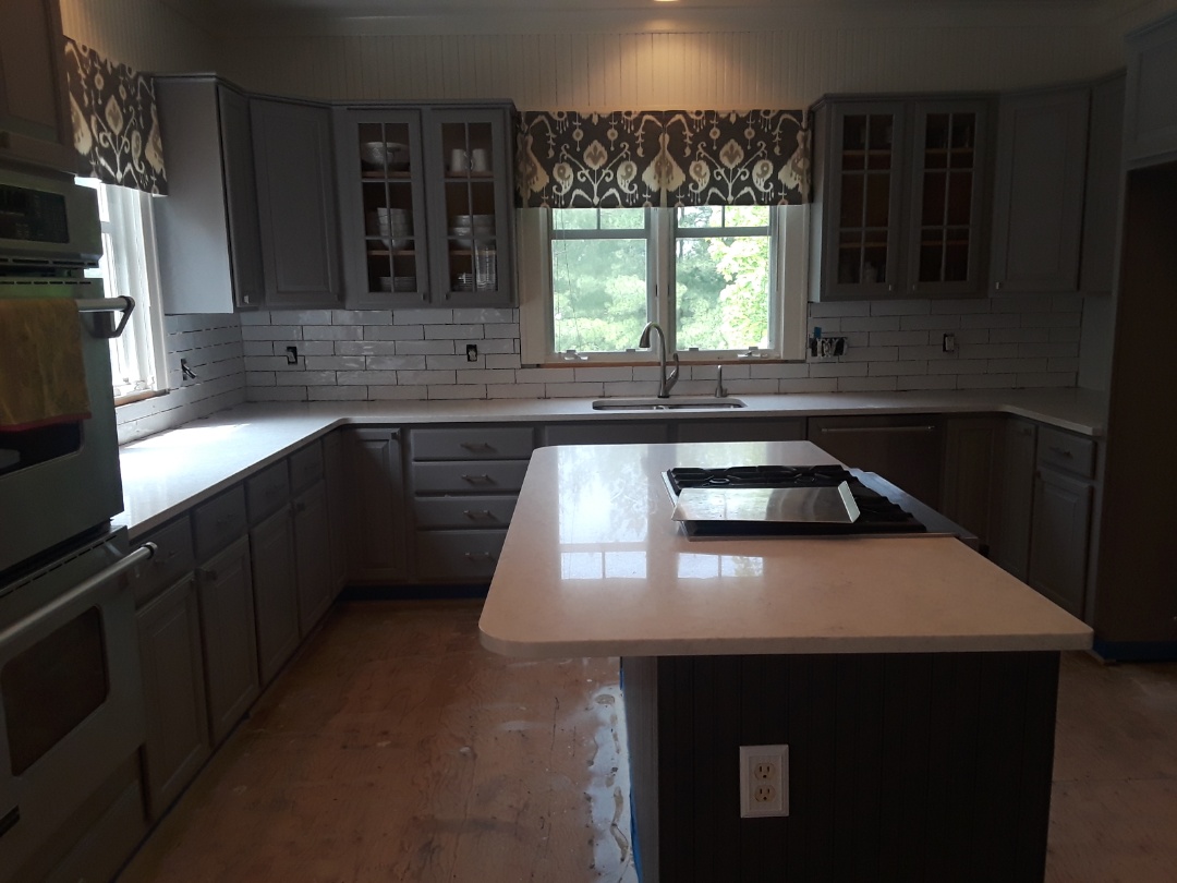 Cannon Township, MI - Made good progress on the backsplash yesterday. I'll finish installing the tile today then start prepping the floor Cannon Township, MI - Made good progress on the backsplash yesterday. I'll finish installing the tile today then start prepping the floor