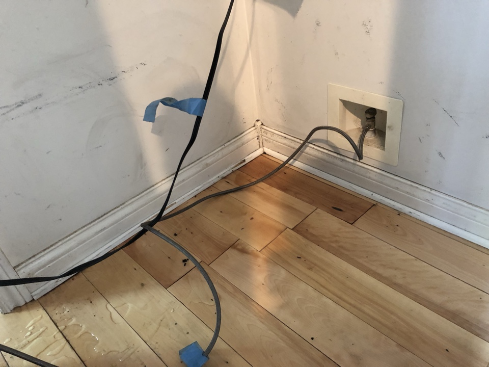 Ada, MI - Water line to refrigerator leaking. Damaged maple wood floor. Buckled up also damage to baseboards and lower cabinet. Setting up mitigation equipment dehumidifiers and air mover to dry maple floor. Trying to salvage wood floor with specialty drying equipment. Once structure is dried sand and refinish floor Ada, MI - Water line to refrigerator leaking. Damaged maple wood floor. Buckled up also damage to baseboards and lower cabinet. Setting up mitigation equipment dehumidifiers and air mover to dry maple floor. Trying to salvage wood floor with specialty drying equipment. Once structure is dried sand and refinish floor