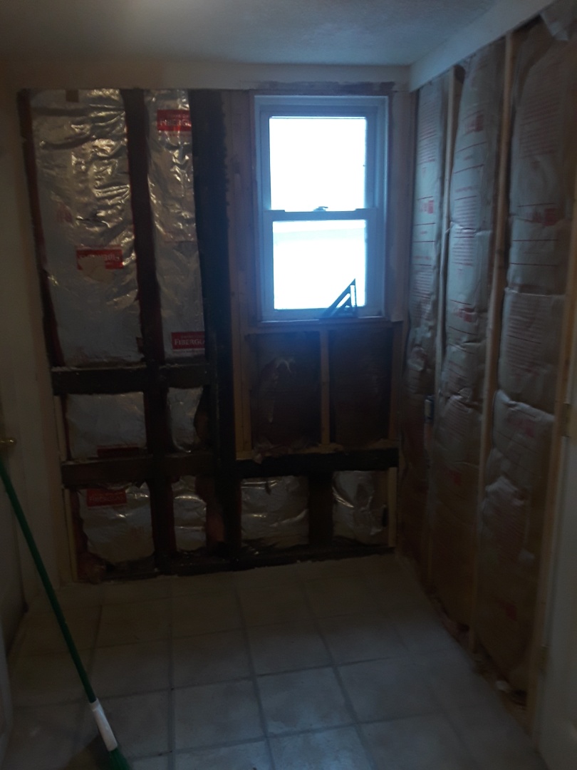 Ionia, MI - The drywall has been removed and nailers (additional boards in the corners so the drywall has something to attach too) have been installed Ionia, MI - The drywall has been removed and nailers (additional boards in the corners so the drywall has something to attach too) have been installed