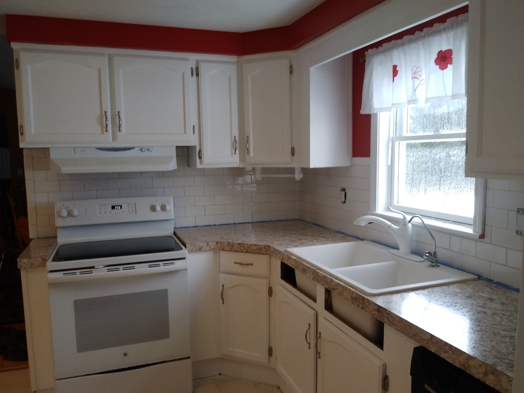 Middleville, MI - Finished laying the tile backsplash Middleville, MI - Finished laying the tile backsplash
