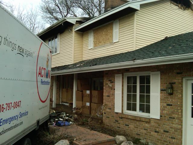 Grand Rapids, MI - This house took some damage during that last big storm Grand Rapids, MI - This house took some damage during that last big storm