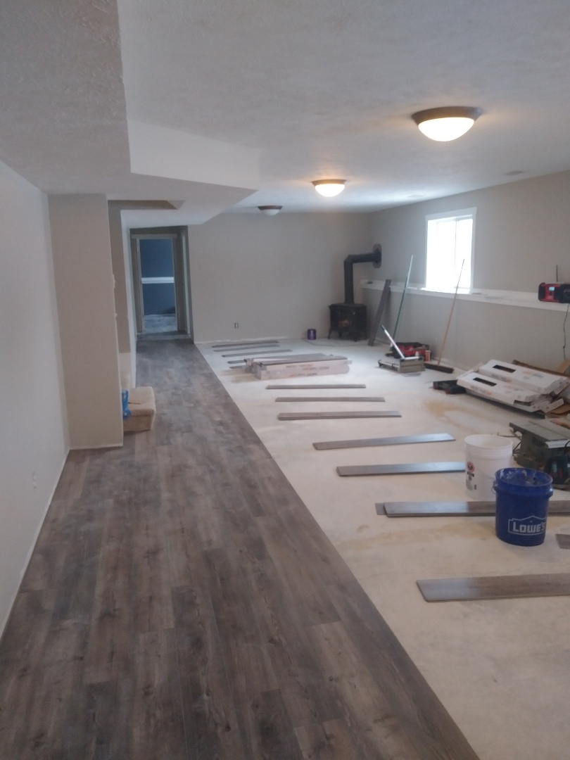 Walker, MI - Forgot to post yesterday. Made good progress on the vinyl plank floor. Finished all the prep work and and got a really good start on the floor itself Walker, MI - Forgot to post yesterday. Made good progress on the vinyl plank floor. Finished all the prep work and and got a really good start on the floor itself