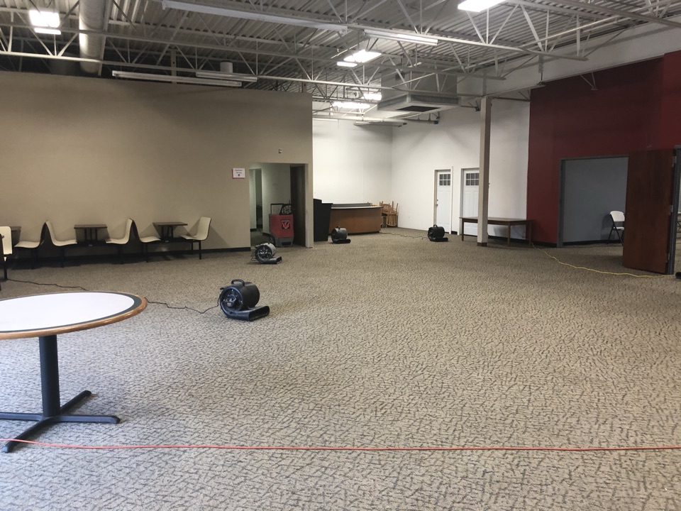 Holland, MI - Equipment pick up after dry out process of structure drying and mitigation. Roof leaked caused wet carpet and drywall in commercial building steel exposed ceiling g system. Dried in three days. Now to schedule water restoration. Holland, MI - Equipment pick up after dry out process of structure drying and mitigation. Roof leaked caused wet carpet and drywall in commercial building steel exposed ceiling g system. Dried in three days. Now to schedule water restoration.