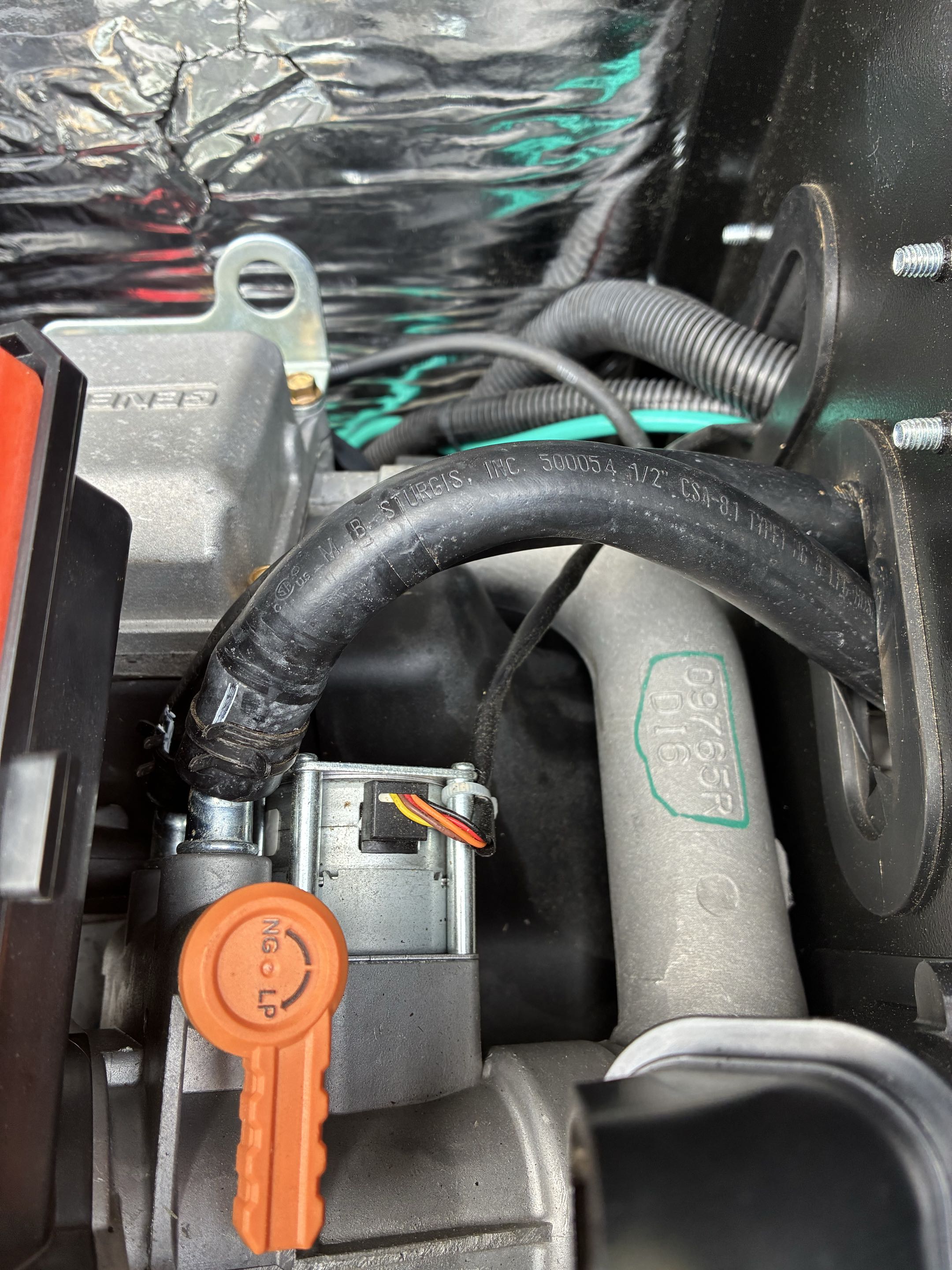 Fuel line replacement on an aging Generac 15KW ECOGEN. Old lines were dry rotted and cracking. New lines are installed and unit is online and ready for the next outage.. 