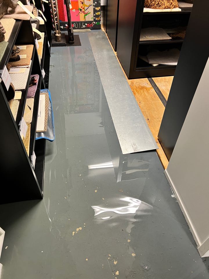 Art gallery in downtown Pensacola had a water leak overnight causing damage to the walls and floors. Our team arrived and extracted all the water to prevent more damages. Drying equipment is being placed and will remain over the weekend. Water was caught quickly and the goal now is to save the art and the wood floors. We are here for every disaster 24/7, 850-SERVPRO (737-8776)