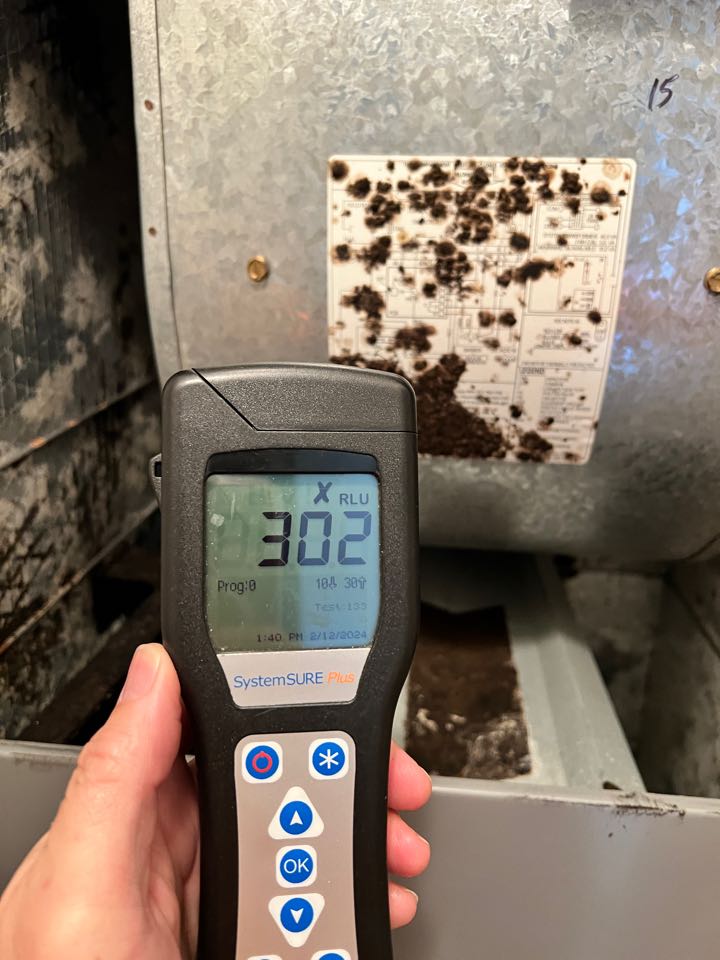   Beautiful home in downtown Pensacola had an issue with the heat pump creating excessive moisture build up in the HVAC system and creating significant mold growth. Air quality has been compromised and the unit will have to be serviced and remediated for mold. The actual work will not be excessive and will only take about 3 hours to complete. Call us for all your mold problems at 850-SERVPRO.  