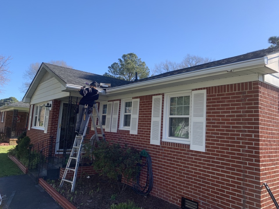 Virginia Beach, VA - Installing new LeafGuard gutters. Virginia Beach, VA - Installing new LeafGuard gutters.
