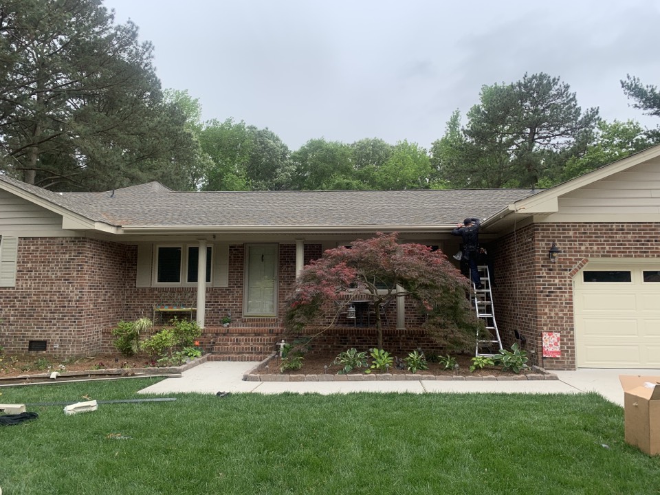 Virginia Beach, VA - Installing new LeafGuard gutters. Virginia Beach, VA - Installing new LeafGuard gutters.
