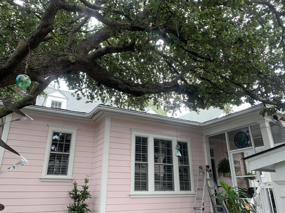Norfolk, VA - Installing new LeafGuard gutters. Norfolk, VA - Installing new LeafGuard gutters.