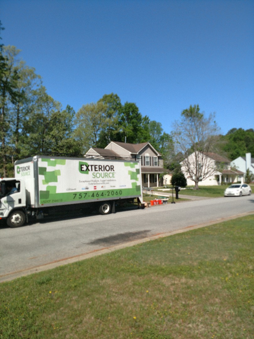 Suffolk, VA - We have a crew replacing old clogged open top gutters with our seamless one piece LeafGuard gutter system. Suffolk, VA - We have a crew replacing old clogged open top gutters with our seamless one piece LeafGuard gutter system.