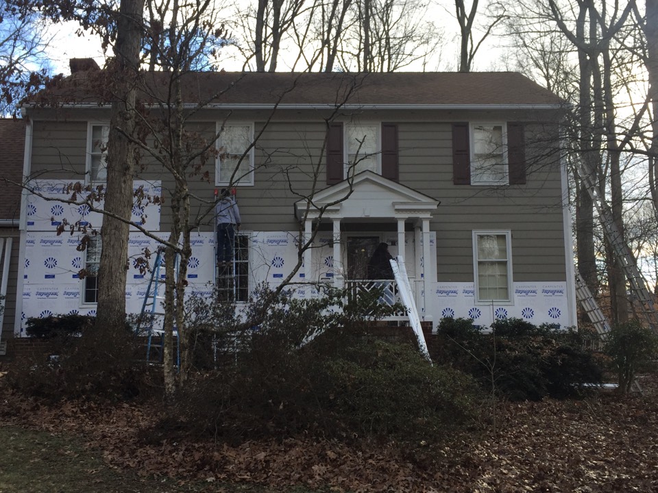 Richmond, VA - Nice day to start CertainTeed single 7” rough cedar clapboard in Natural Clay Richmond, VA - Nice day to start CertainTeed single 7” rough cedar clapboard in Natural Clay