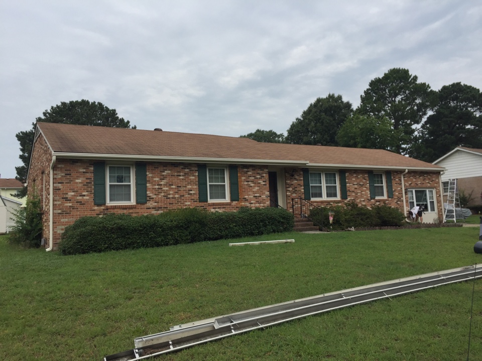 Portsmouth, VA - Installing new LeafGuard gutters. Portsmouth, VA - Installing new LeafGuard gutters.