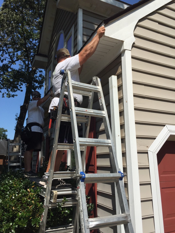 Suffolk, VA - Installing new CertainTeed InvisiVent soffit and trim wrap. Suffolk, VA - Installing new CertainTeed InvisiVent soffit and trim wrap.