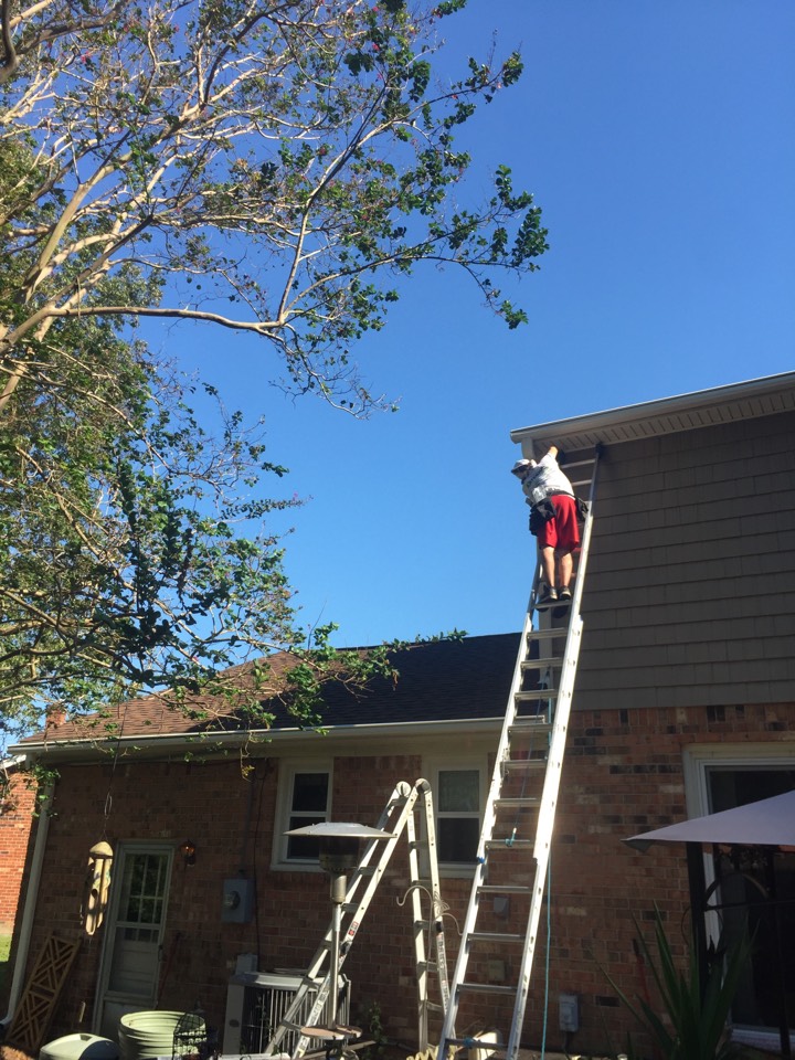 Chesapeake, VA - Installing new LeafGuard gutters. Chesapeake, VA - Installing new LeafGuard gutters.
