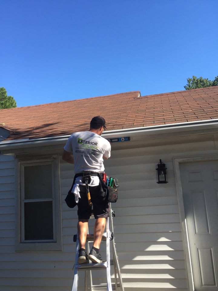 Virginia Beach, VA - Installing new LeafGuard gutters. Virginia Beach, VA - Installing new LeafGuard gutters.