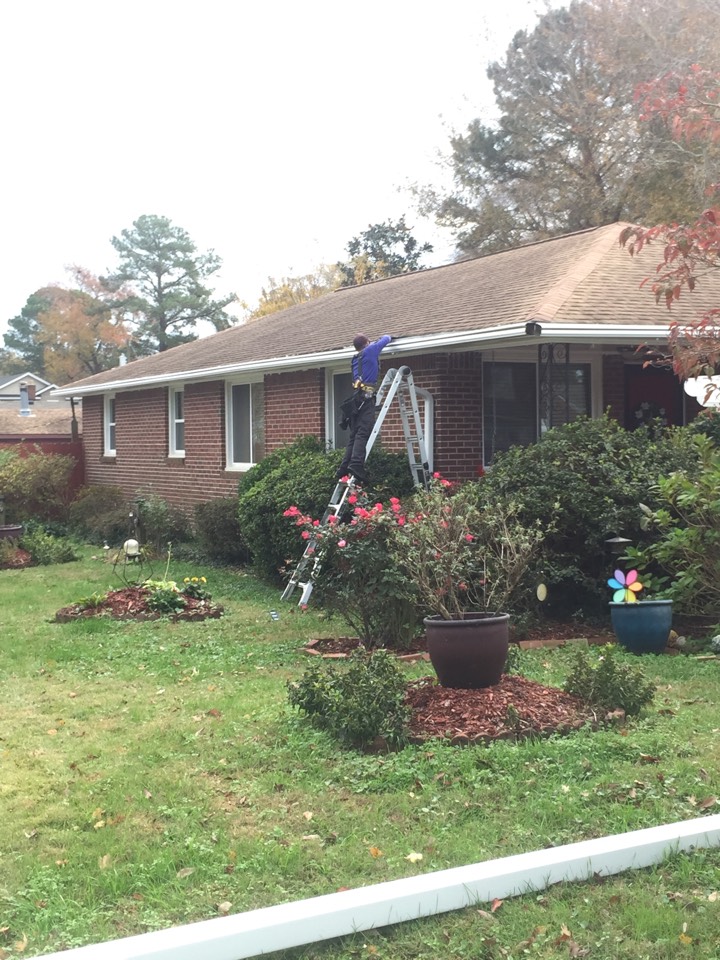 Chesapeake, VA - Installing new LeafGuard gutters Chesapeake, VA - Installing new LeafGuard gutters