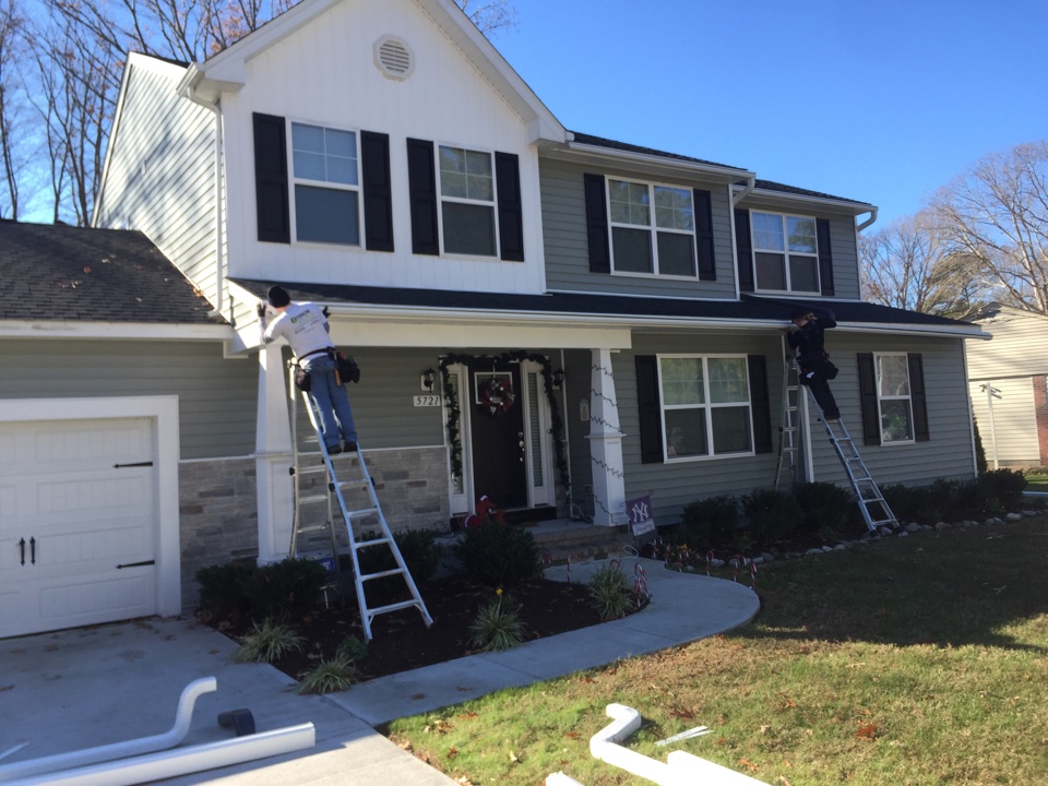 Virginia Beach, VA - Installing new LeafGuard gutters. Virginia Beach, VA - Installing new LeafGuard gutters.